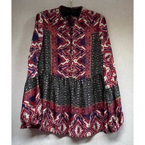 Anthropologie Konrad & Joseph Small Boho Peasant Red Long Sleeve Blouse Casual